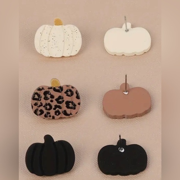 Fall pumpkin earrings set of 3 - Picture 1 of 2